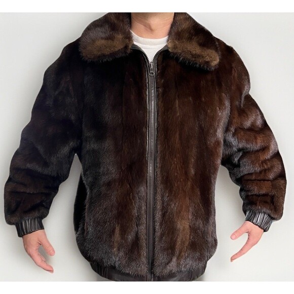 Vintage Mano Swartz Reversible Beaver Fur & Leather Bomber Jacket No Size - Picture 16 of 16
